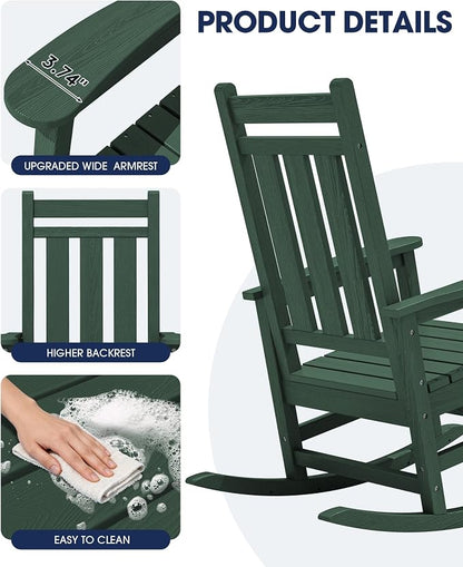 Oversized Outdoor Rocking Chair Set of 2, HDPE Patio Rockers - Image 6