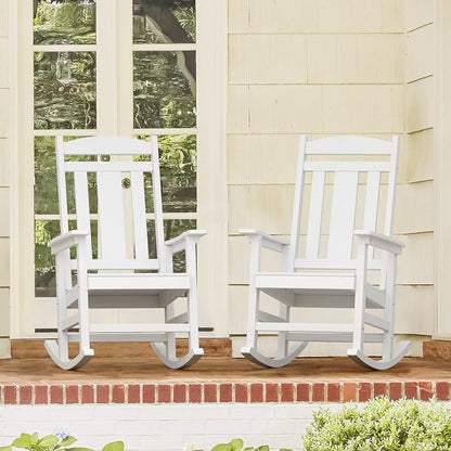LUE BONA Outdoor Rocking Chairs Set of 2, Weather Resistant HDPS Poly Rocker - Image 3