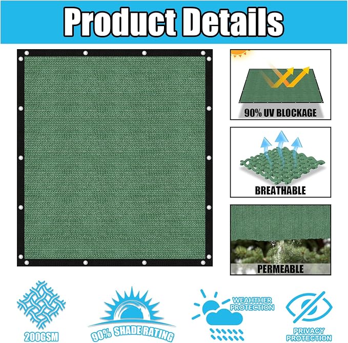 Amagenix 90% Pergola Shade Cover 4' X 7' Sun Shade Cloth - Image 3