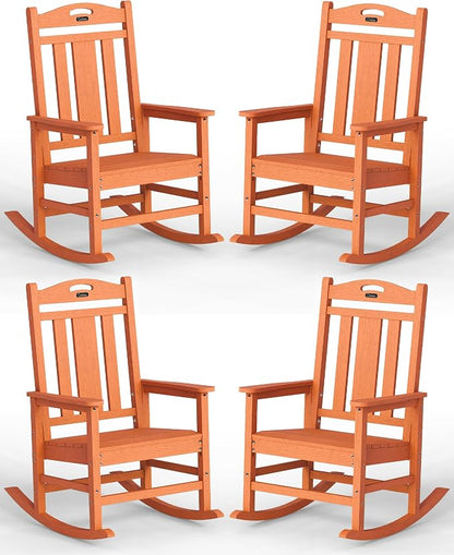 Oversized Outdoor Rocking Chairs Set of 4, 380lbs Heavy-Duty Large Patio Rocker by CIOKEA