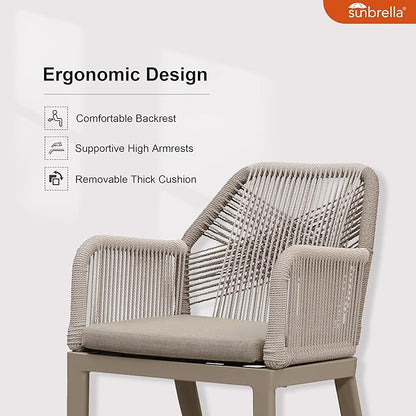 PURPLE LEAF 11 Pieces Patio Dining Set Aluminum Modern Rectangular Table and Rattan Arm Chairs with Cushions for Kitchen Porch Garden Outdoor Furniture Sets, Champagne