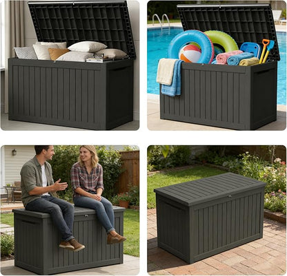 270 Gallon Outdoor Storage Box Resin Deck Box All Weather Waterproof Large - Image 7