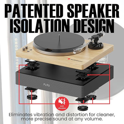 AudioSource Vinyl Record Player, Bluetooth Turntable with 2.1 Channel Speaker, 120W, Built-in Subwoofer, High Fidelity 2-Speed Belt Drive, Patented Speaker Isolation Design, AT33