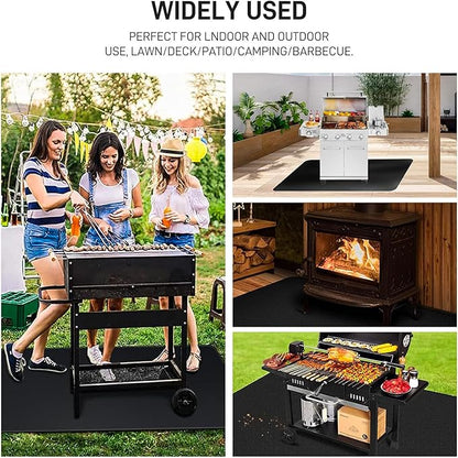 90" x 48" Extra Large Under Grill Mat for Outdoor Grill, Double-Sided Fireproof, Waterproof, Oil-Proof and Heat-Resistant Grill Mat, Easy to Cean, for Patio, Courtyard