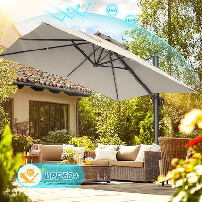 HOTEEL 10x10ft Patio Umbrella Cantilever Umbrella Double Top - Image 7