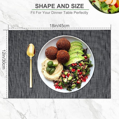 BETEAM Placemats Set of 8, Woven Vinyl Placemat for Dining Table Washable Wipeable Kitchen Place Mats Durable Indoor Outdoor Table Mats