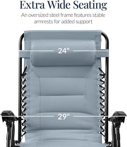 Best Choice Products Oversized Padded Zero Gravity Chair, Folding Outdoor Patio - Image 3