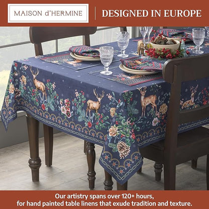 Maison d' Hermine Table Cloth Rectangle Table 100% Cotton 60 x 90 Inches Fall Tablecloth Reusable Everyday Use for Thanksgiving Christmas Decorations Dining Farmhouse Party (Christmas Joy)