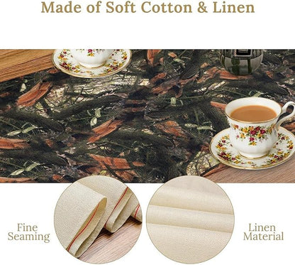 Camouflage Forest Trees Table Runner, Rustic Camouflage Hunting Camp Mossy and Oak Table Runner for Kitchen Dining Banquet Party 13x36in