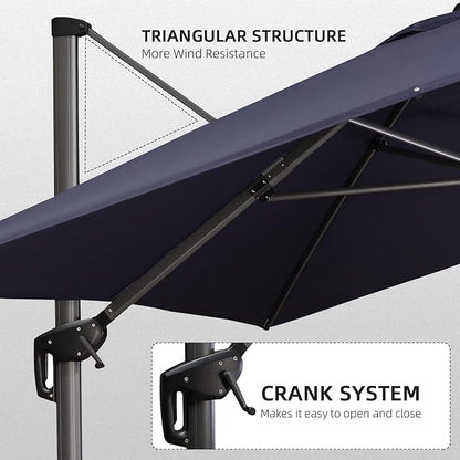 PURPLE LEAF Patio Cantilever Umbrella 10' x 13' Large Space - Image 8