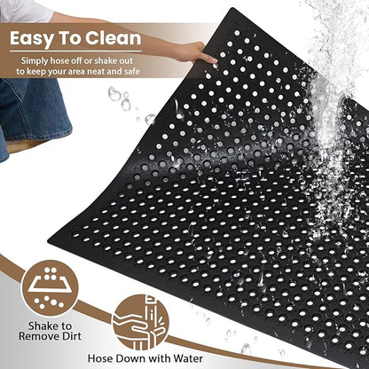 Restaurant Anti Fatigue Mat, Outdoor Rubber Floor Bar Mat, 36"X60" Non-Slip Kitchen Commercial Mat with Drainage for Garage, Entryway, Kitchen, Bar, Black
