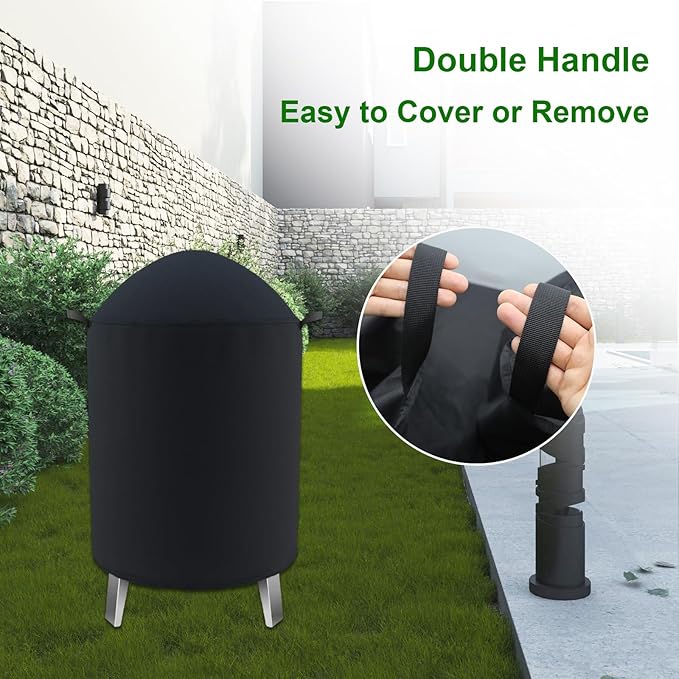 Outdoor Round Vertical Smoker Cover Fits Big Horn Outdoors 16",Outvita 17" & 18.5",VIVOHOME,Char-Griller AKORN Jr Smoker Model E86714, Outsunny susici GRILIFE ect Most 16" Smoker (19" D x 28" H)