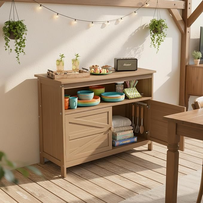HIPS All-Weather Outdoor Storage Cabinet, Outdoor Sideboard - Image 7