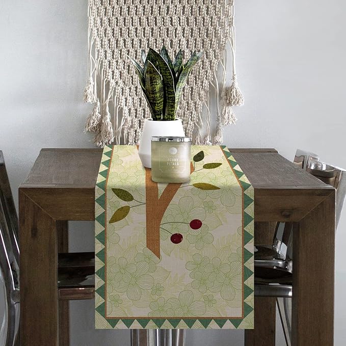 Seliem Summer Tree Branches Birds Table Runner, Cardinal Home Kitchen Dining Decor, Spring Seasonal Farmhouse Decorations Indoor Outdoor Party Supply 13 x 90 Inch