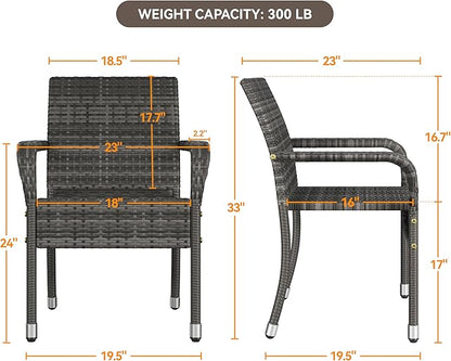 Yaheetech Set of 2 Stackable Outdoor Rattan Dining Chairs, All-Weather Firepits - Image 3