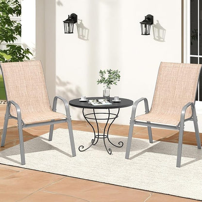 Patio Chairs Set of 2, All Weather Outdoor Dining Chairs | Stackable Dining - Image 2