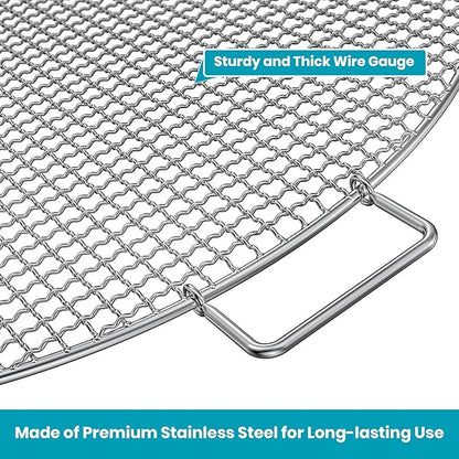 Stanbroil Fire Pit Cooking Grill Grate - Outdoor Round BBQ Campfire Grill Grid - Camping Cookware - Stainless Steel, 24 Inch