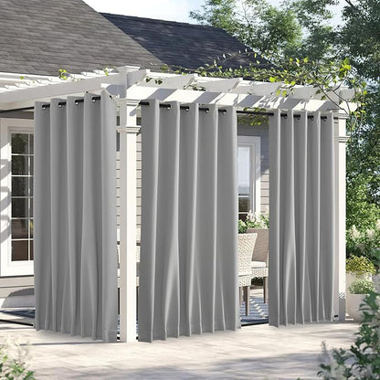 NICETOWN Weighted Curtains for Patio Waterproof W66xL84 Silver Grey | Gazebo by NICETOWN