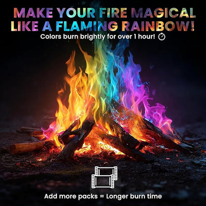 Magical Flames Fire Color Changing Packets Fire Pit (25 Pack), Fire Color Packets for Camping Essentials, Campfire, Bonfire & Fireplaces, Campfire Accessories, Cosmic Flames