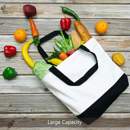 TOPDesign 1 | 3 | 6 | 12 | 24 Pack Super Strong Large 12oz Cotton Canvas Tote Bag, Reusable Grocery Shopping Cloth Bag, Fashionable Two-Tone Tote for Crafts, DIY Your Creative Designs (Pack of 1) | Super Strong, Large, 12oz, Reusable, Grocery Shopping