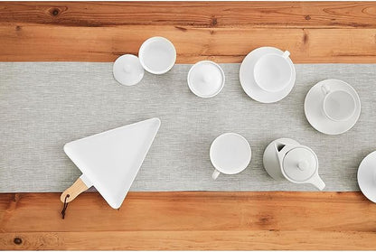Solino Home Linen Short Table Runner 36 Inches - Athena, 100% Pure Linen Oyster Grey Table Runner 14 x 36 Inch Ideal for Dresser and Coffee Tables - Spring, Easter