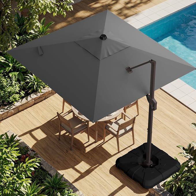 10x10FT Cantilever Outdoor Umbrella, 360° Rotating Large Offset Square Patio by ZLACUIU