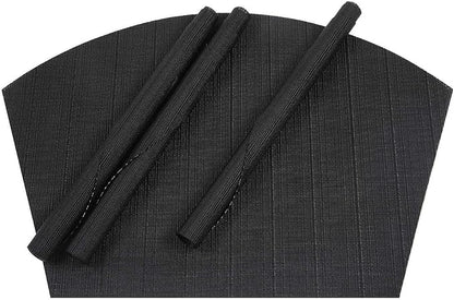 SHACOS Small Round Table Placemats Wedge Placemat Set of 4 Non Slip Heat Resistant Woven Vinyl Table Mats Wipe Clean Indoor Outdoor (4, Black)