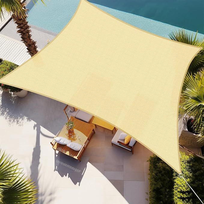 Shade&Beyond 5'x5' Sun Shade Sail Canopy Rectangle, UV Block Breathable Curved by ShadeBeyond