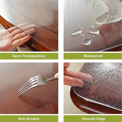 Frosted Clear Table Protector 42 x 42 Inch, 2mm Thick Plastic Table Cover, Waterproof PVC Clear Table Cover Protector, Desk Protector Mat, Writing Desk Pad for Desktop, Coffee & Dining Room Table