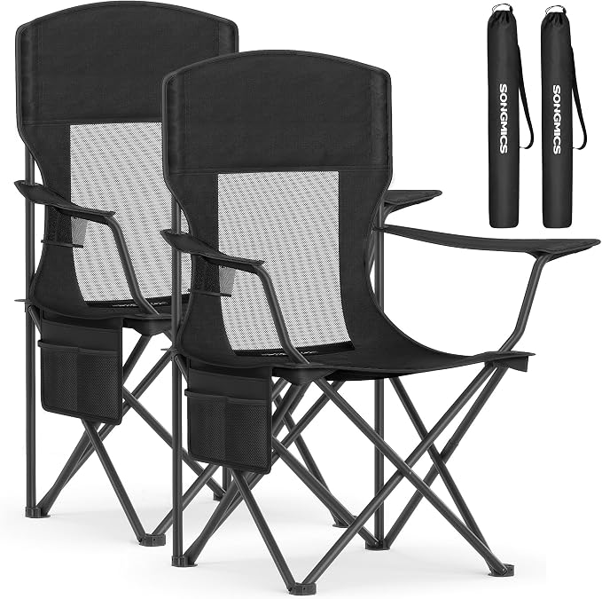 SONGMICS 2 Pack Breathable Camping Chairs, 330 lb Capacity Foldable Outdoor by Unknown
