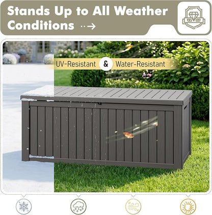 Outdoor Storage Box, 200 Gallon Resin Deck Boxes Outdoor Waterproof - Image 3