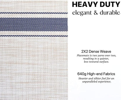 LEXMORE PlaceMats Set of 12 Vinyl/Plastic Woven Place Mats for Kitchen Table Indoor/Outdoor Washable PlaceMat Wipeable Dining Table Mats(Blue Skyline)
