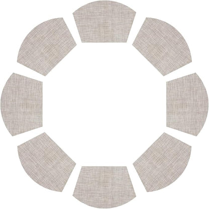 SHACOS Wedge Placemats Set of 8 Woven Vinyl Plastic Placemats for Small Round Table Place Mats Wipe Clean Non Slip Table Mats, Beige White Black