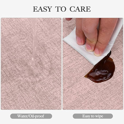 Faux Leather Heat Resistant Placemats Set of 4 – Waterproof Oilproof Wipeable Dining PU Vinyl Place Mat Easy Clean Table Mats for Kitchen/Dining/Party/Holiday, Pink