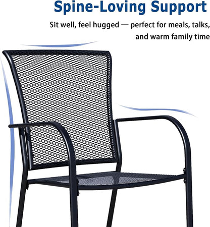 Patio Dining Chairs Set of 6, Metal Mesh Patio Furniture Set - Image 4