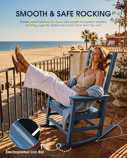 Oversized Outdoor Rocking Chairs Set of 4, HDPE Porch Rockers - Image 9