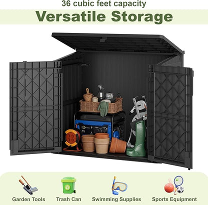 36 Cu Ft Resin Outdoor Storage Shed, Weatherproof Horizontal Outdoor Storage - Image 4