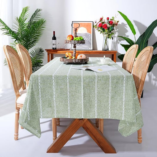 Chassic 60 x 60 inches Farmhouse Style Linen tablecloths, Wrinkle Resistant Washable Dining Room Table Cloths for Square Tables - Sage Green