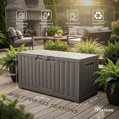 YITAHOME 60 Gallon Outdoor Storage Box w/Slide-Locking Lid | Large Water - Image 2