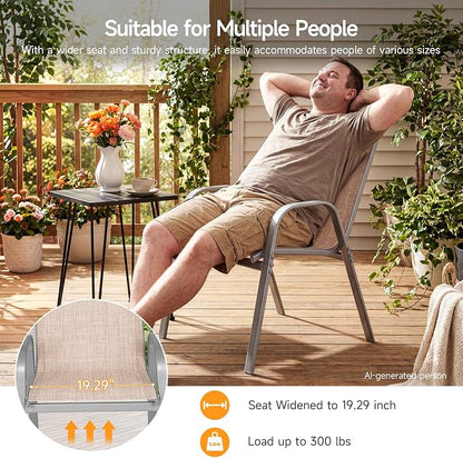 Patio Chairs Set of 6, Stackable Outdoor Dining Chairs | All Weather Dining Set - Image 3