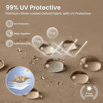 PHI VILLA 10x10ft 1-Person Setup Pop Up Canopy Tent Instant Portable Shelter w/ 1-Button Push, Case, 4 Weight Bags - Dark & Light Brown