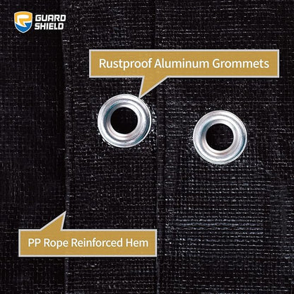 GUARD SHIELD Tarps Heavy Duty Waterproof 10x10 Feet Black Poly Tarp Cover Square Outdoor Thick UV Resistant Tarpaulin with Grommets 10mil (2-Pack)