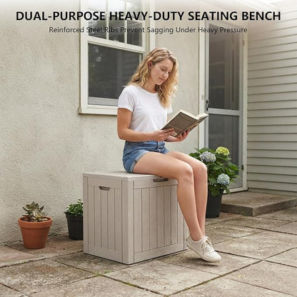 Outdoor Storage Box, 35 Gallon Waterproof Deck Box, Quick Snap-Lock Resin - Image 6