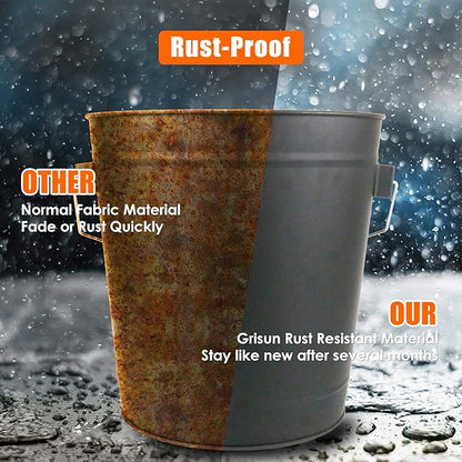 Grisun Ash Bucket with Lid, Shovel and Hand Broom, 5.2 Gallon Coal Bucket for Fireplace, Charcoal Wood Fire Pits, Burning Stoves, Large Pail Pellet Metal Buckets Ash Can, for Indoor and Outdoor