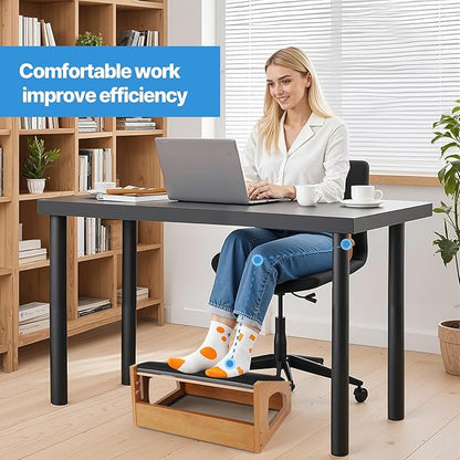 Ergonomic Foot Rest, 4 Adjustable Height Foot Stool,Footrest Under Desk， Soft Cushions,Foot Rest Office,Improving Posture, Promoting Blood Circulation（Natural）