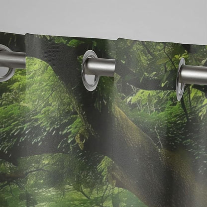 Nature Theme Waterproof Outdoor Curtains for Patio,Forest Pattern,Light Filtering Curtains Outside Curtains for Porch, Gazebo, Pergola, Backyard,2 Panels,W54 x L84,Green