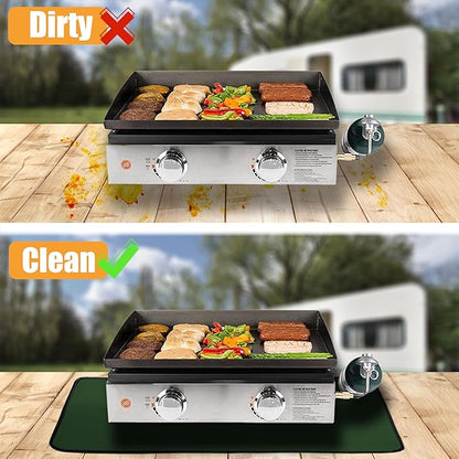 Green 24x36 Inchs Heat Resistant Mat for Outdoor Grill Table,Fireproof Under Blackstone Griddle BBQ Mat,Air Fryer Mat,Indoor Fireplace Mat, Protect Your Table and Outdoor Grill Table（0.04in Thickness）