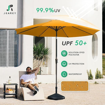 JEAREY 9FT Outdoor Patio Umbrella, Market Umbrella, Sun Orange | Outdoor Table - Image 3