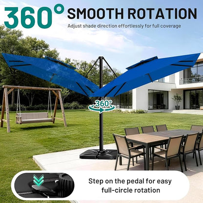 12×12 FT Double-Top Cantilever Patio Umbrella, Royal Blue | Square Offset - Image 3