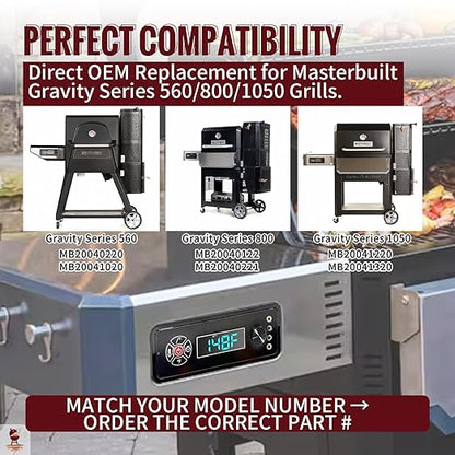 Replacement Non-WiFi Controller Combo Set for Masterbuilt Gravity Series 560/800/1050 Digital Charcoal Grill + Smoker – Full Kit Includes Control Panel, 4 Meat Probes, 3 Door Switches & Power Adapter
